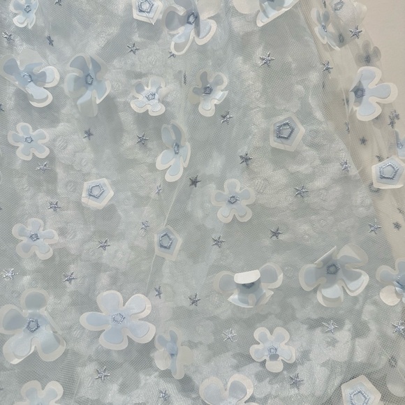 Light Blue Floral Layered Dress with Delicate Spaghetti Straps - Picture 11 of 11